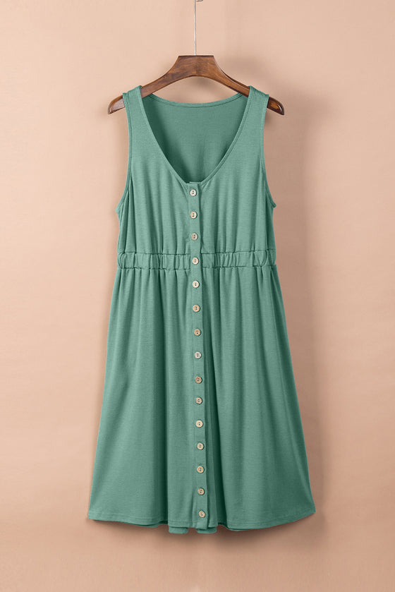 Sleeveless Button Front Short Basics Dress | Available in 3 Colors