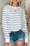 Striped Print Casual Long Sleeve Pullover Top | Available in 2 Colors