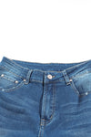 Light Blue Casual Seam Distressed High Waist Flare Jeans