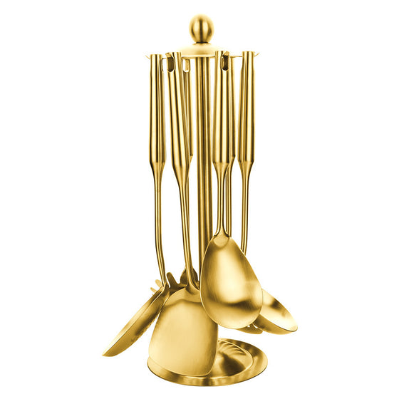 Stainless Steel Cooking Utensil Set in Gold Finish