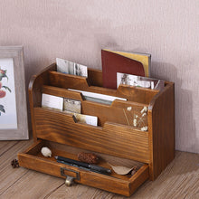  Office Desk Wooden File Box in Rustic Maple Finish