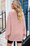 Pink Solid Ribbed Round Neck Pullover Sweatshirt |Available in 6 Colors