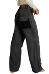 Grey Corduroy High Waisted Wide Leg Pants for Women