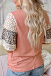 Pink Rib-Knit Leopard Lace Summer Top | Available in Black