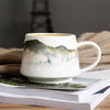 Creative Handmade Ceramic Coffee Cup with Watercolor Painted Design