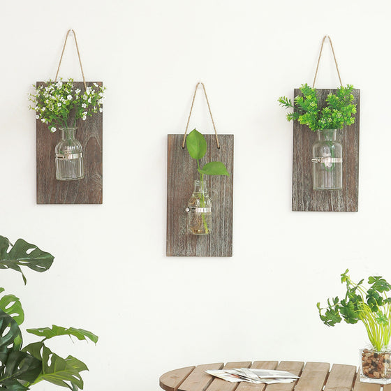 Rustic Wooden Hydroponic Plank Wall Hanging Collection