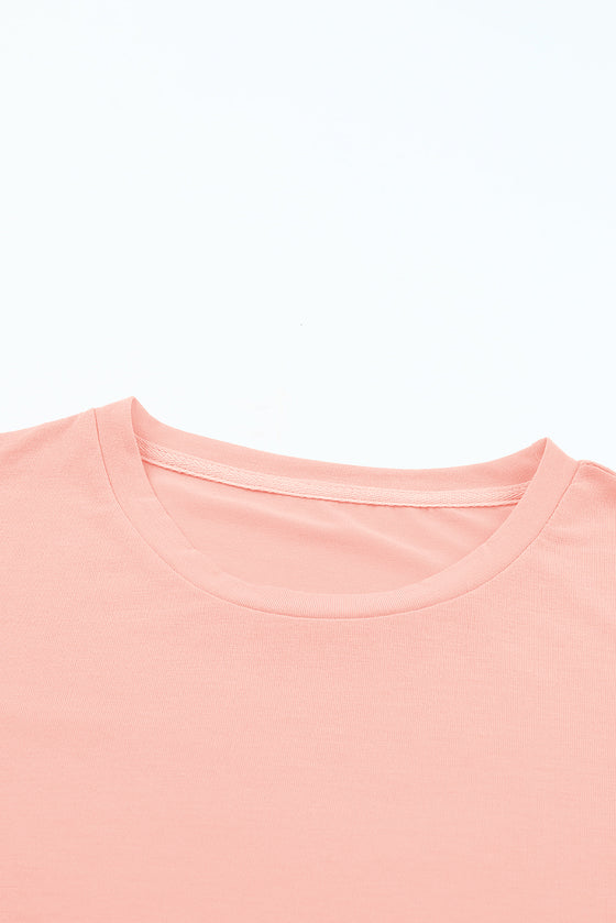 Pink Solid Color Basic Crew Neck Plain Tee | Available in 7 Colors