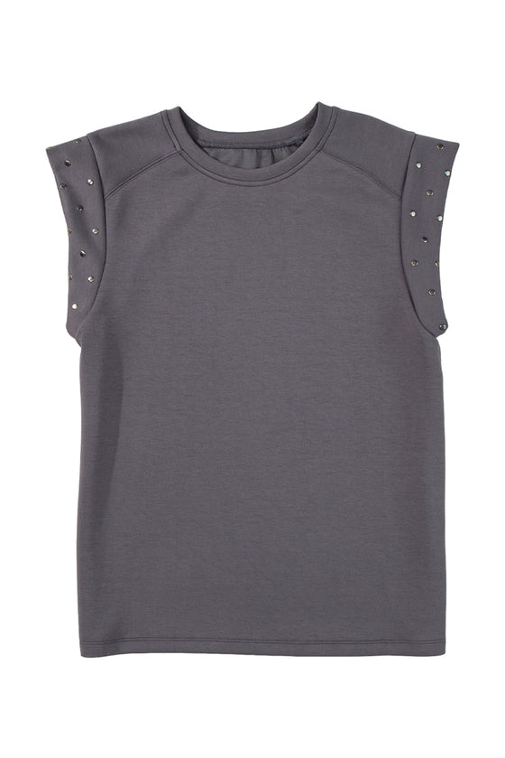 Black Rivet Round Neck T Shirt