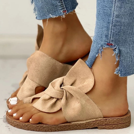 Women's Suede Bow Sandals