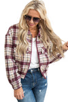 Multicolor Plaid Print Turn Down Collar Zip Up Jacket