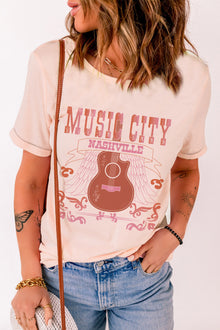  Pink Music City Guitar Graphic Tee