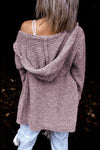 Pink Fuzzy Popcorn Pocket Long Sleeve Knit Cardigan