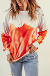 Orange and White Pullover Tie Dye Sweatshirt for Women