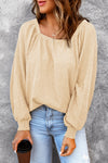 Pink Waffle Texture Casual Square Neck Pullover Top | Available in 5 Colors