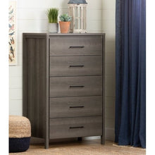  Modern 5 Drawer Tall Boy Dresser in Grey