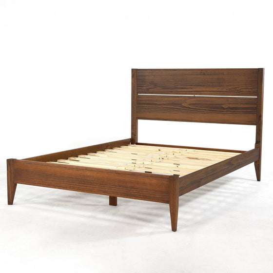 Walnut Wood Modern Platform Bed