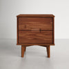 Nordic Style 2 Drawer Solid Wood Nightstand Walnut