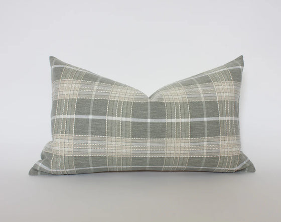 Set of 2 Sage Green Plaid Throw Pillow Covers | Available in 7 Sizes