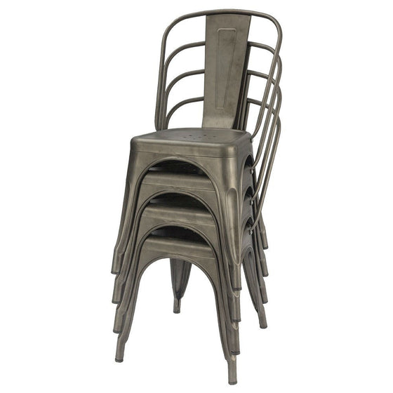 Set of 4 - Stackable Modern Dining Side Chair in Gun Metal Finish