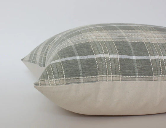 Set of 2 Sage Green Plaid Throw Pillow Covers | Available in 7 Sizes