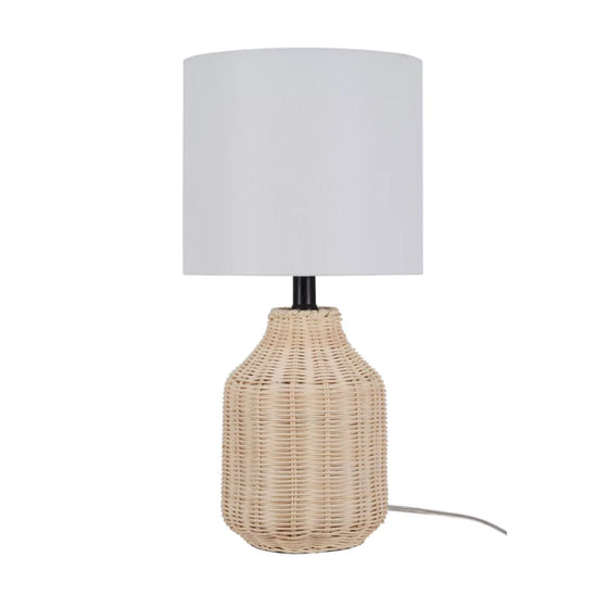 18" Woven Rattan Table Lamp in Natural Finish