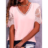 V-Neck Loose Fitting Top with Lace Sleeves