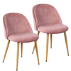 Set of 2 Mid-Century Style Velvet Upholstered Chairs in Pink or Blue