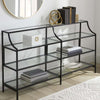 Nola Contemporary Bookshelf Console with Glass Shelves in Gold Finish